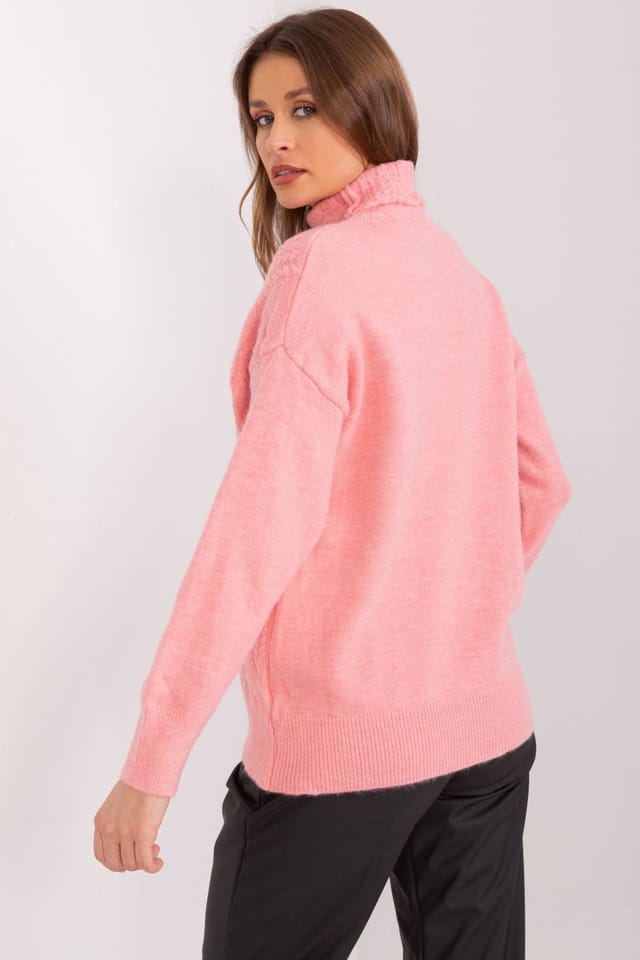 Love Lace Love Lace Women's Variegated Acrylic Turtleneck Long Sleeve Sweater in Pink - 3