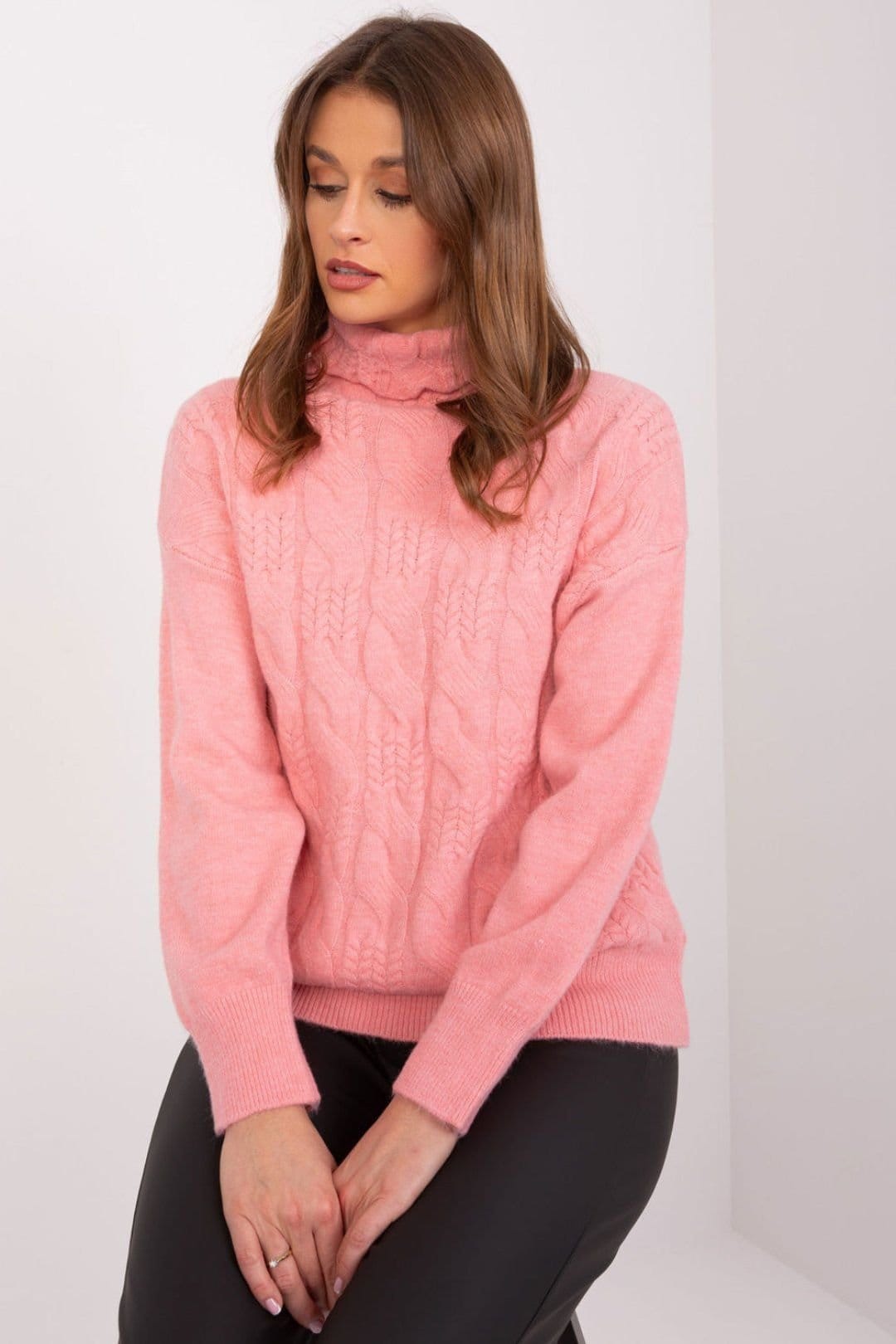 Love Lace Love Lace Women's Variegated Acrylic Turtleneck Long Sleeve Sweater in Pink - 4