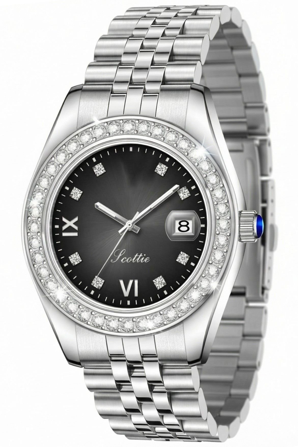 Emma Loves Diamonds Emma Loves Diamonds Women's Eterna Diamond Watches Swiss Quartz Watch with Diamond Crystal Hour Markers in Silver - 2