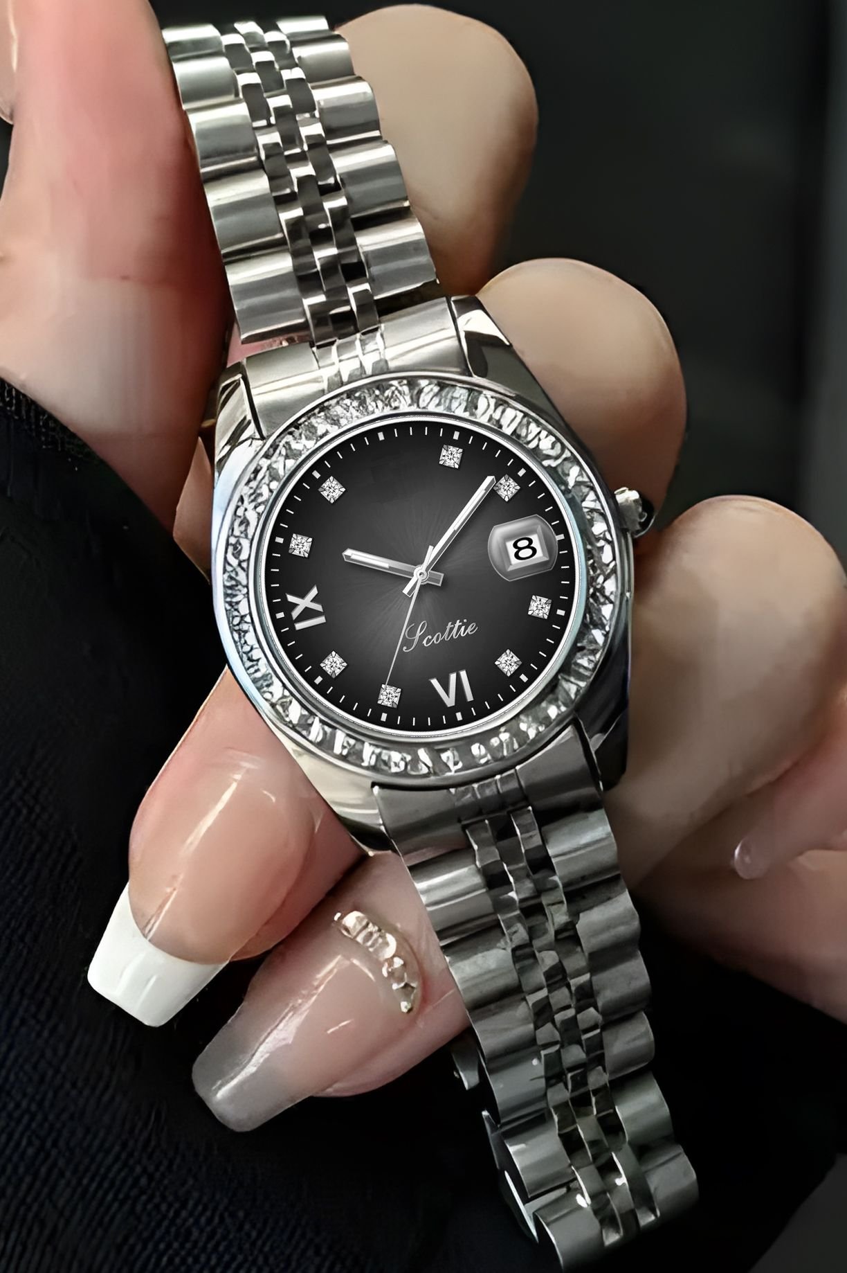 Emma Loves Diamonds Emma Loves Diamonds Women's Eterna Diamond Watches Swiss Quartz Watch with Diamond Crystal Hour Markers in Silver - 4