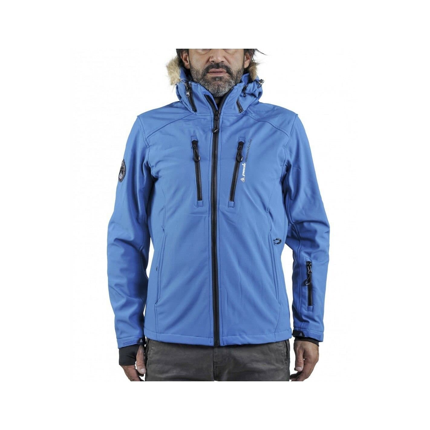Peak Mountain Peak Mountain Men's Softshell Jacket With Fake Fur Casada in Blue