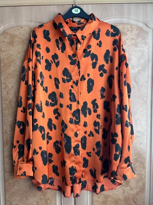 New Look New look orange and black leopard print silk shirt