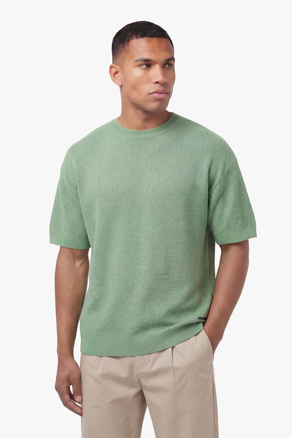 Luke 1977 Luke 1977 Men's Ford Relax Fit Knitted T-shirt in Light Green