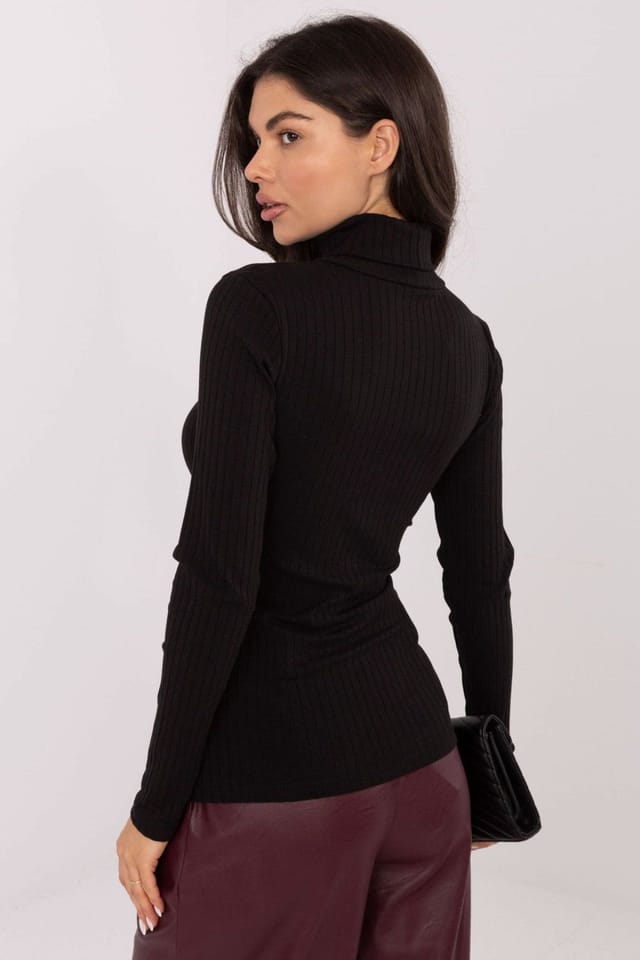 Love Lace Love Lace Women's Ribbed Turtleneck Cotton Sweater Classic in Black - 3