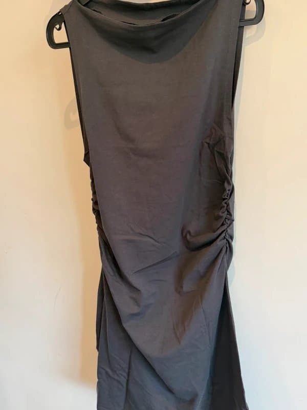 ASOS ASOS Design Black Boat Neck Ruched Side Sleeveless Mini Dress