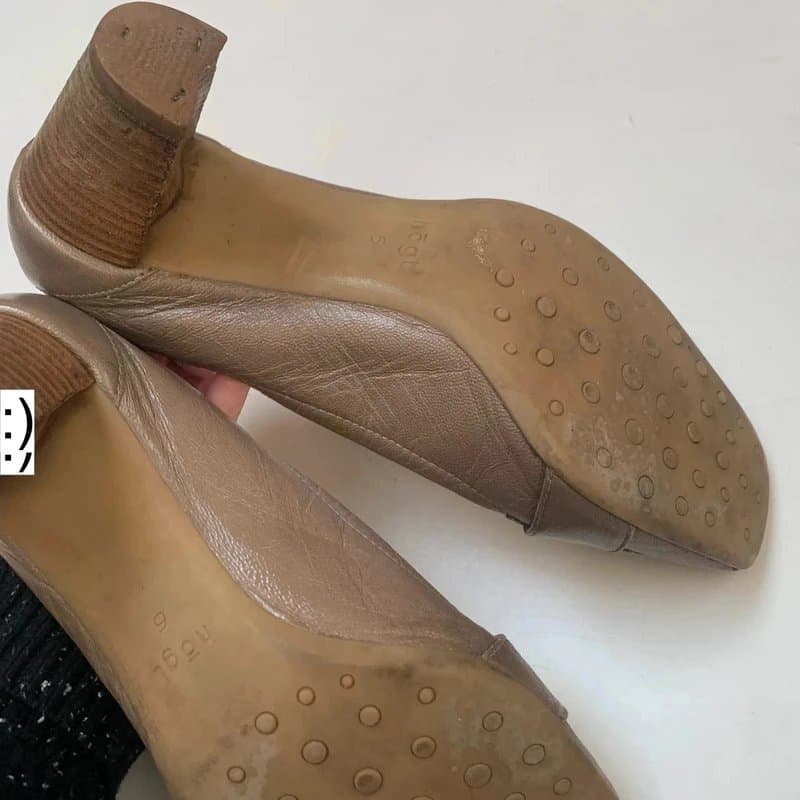 HÖGL Hogl 6 mocha light brown leather courts high grip sole Womens formal shoes heels