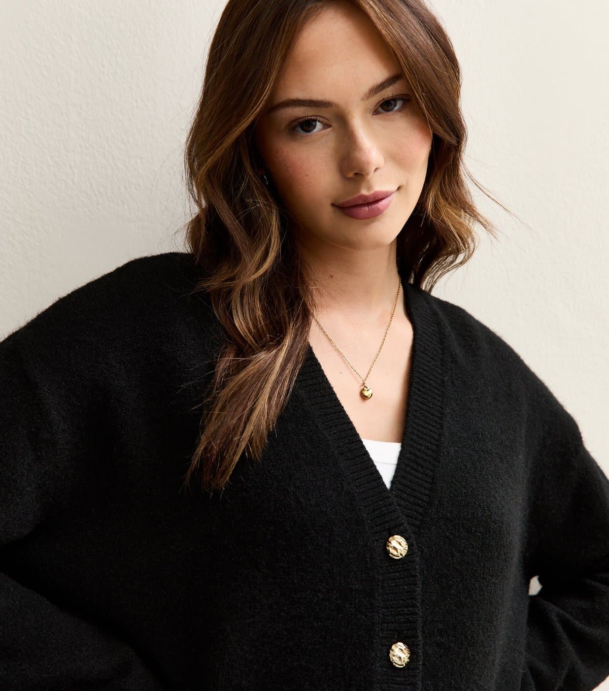 New Look Women's Maternity Black Boyfriend V-Neck Cardigan New Look