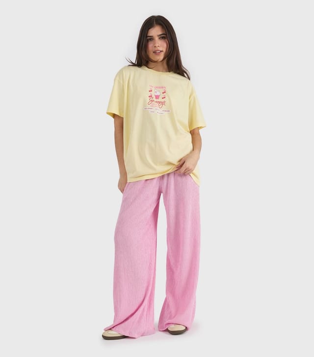 Skinnydip Women's Yellow Cotton Peanuts Snoopy Cafe T-Shirt Skinnydip New Look - 2
