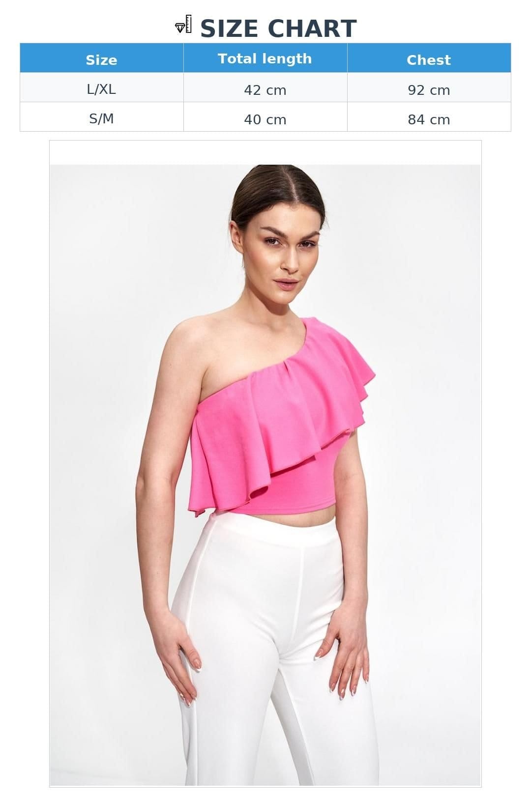 Love Lace Love Lace Women's One Shoulder Ruffle Crop Top Blouse Style 167243 in Pink - 4