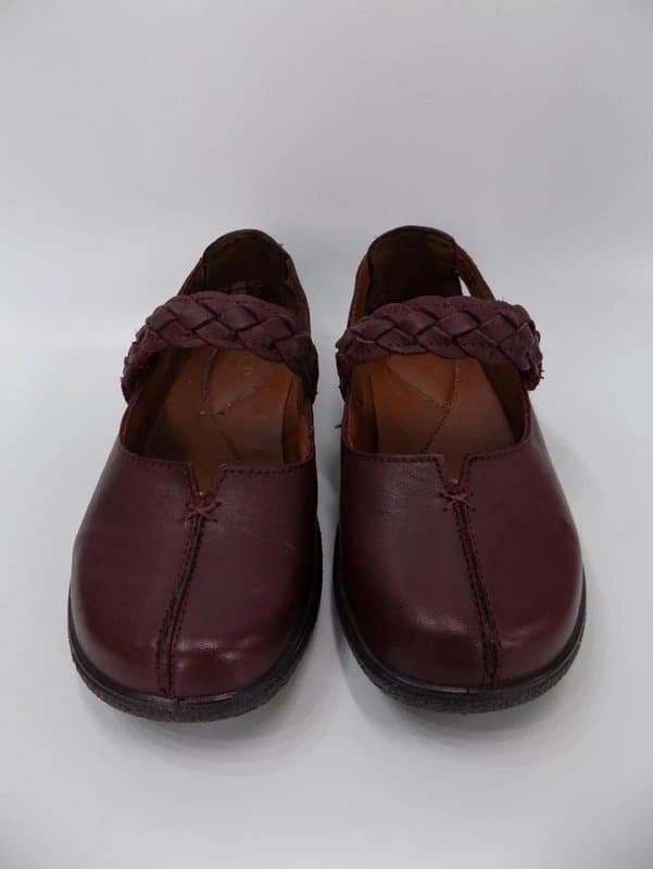 Hotter Hotter Shoes Wide Fit UK 4 Womens Burgundy Leather Mary Jane Low Heel Comfort