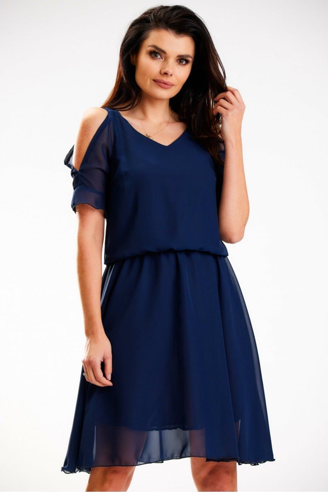 Love Lace Love Lace Women's Airy Chiffon Summer Dress with Elastic Waist Style 179608 in Blue