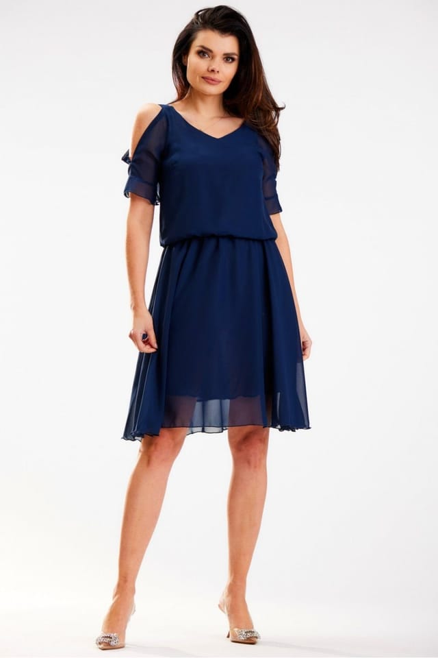 Love Lace Love Lace Women's Airy Chiffon Summer Dress with Elastic Waist Style 179608 in Blue - 2