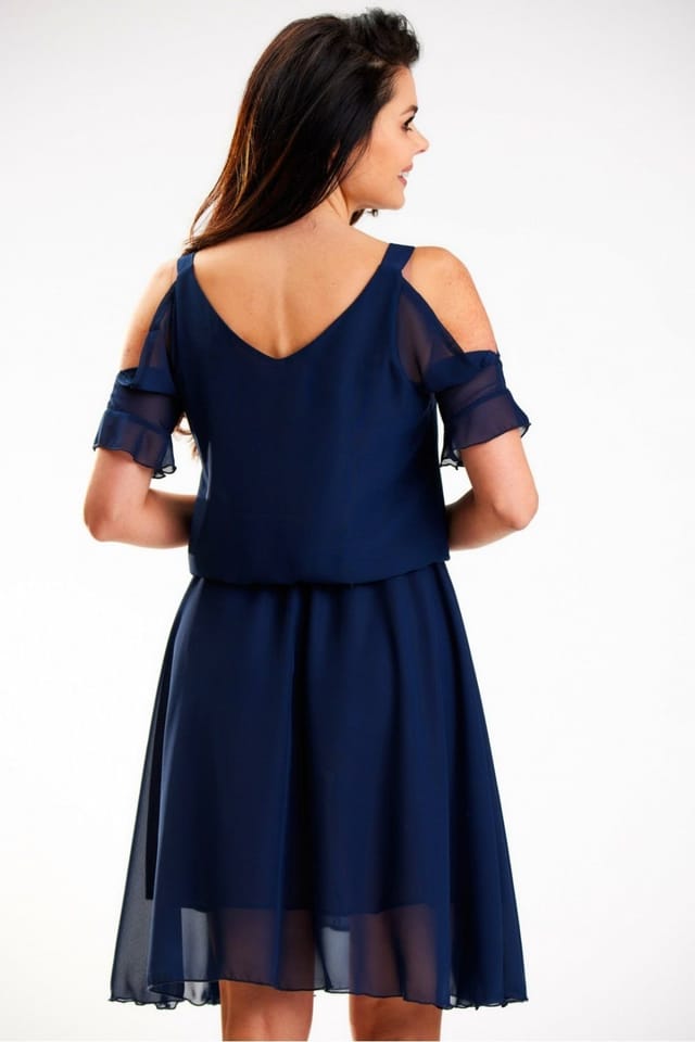 Love Lace Love Lace Women's Airy Chiffon Summer Dress with Elastic Waist Style 179608 in Blue - 3