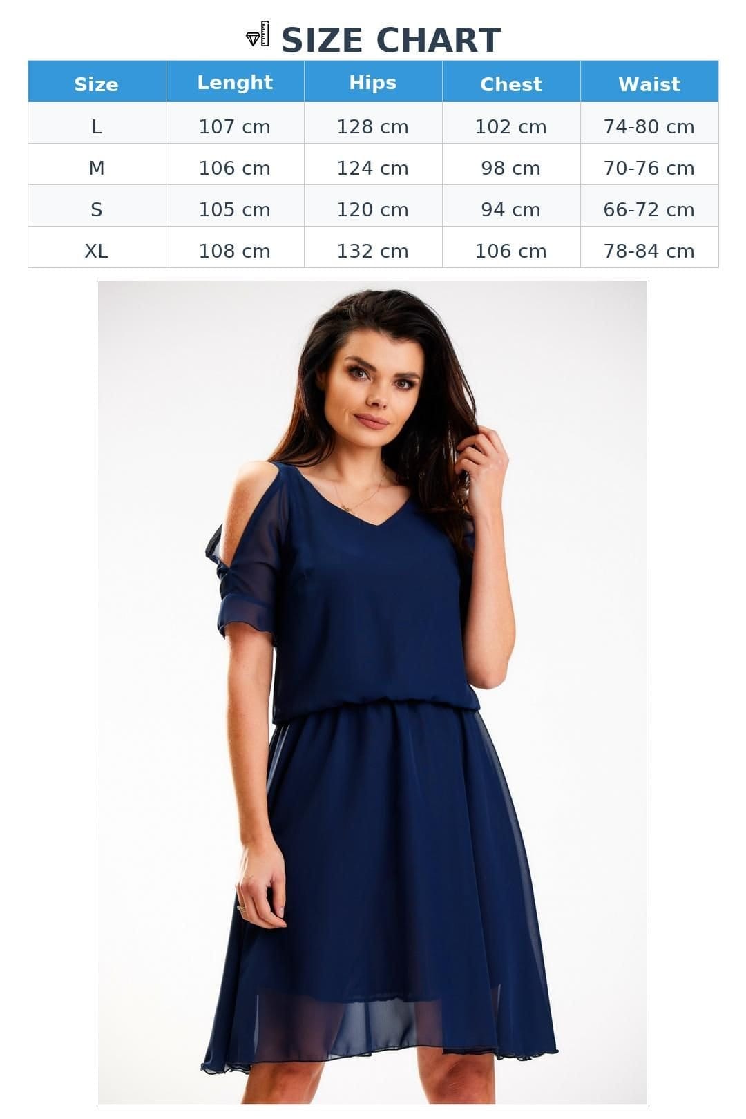 Love Lace Love Lace Women's Airy Chiffon Summer Dress with Elastic Waist Style 179608 in Blue - 4