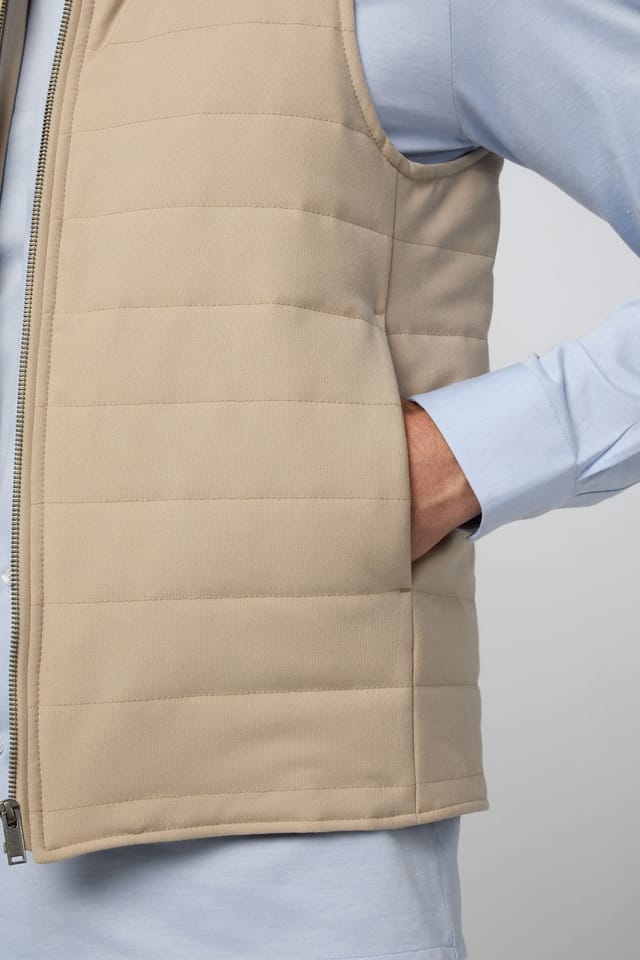 Melka Melka Men's Zip Through Gilet in Nude - 3