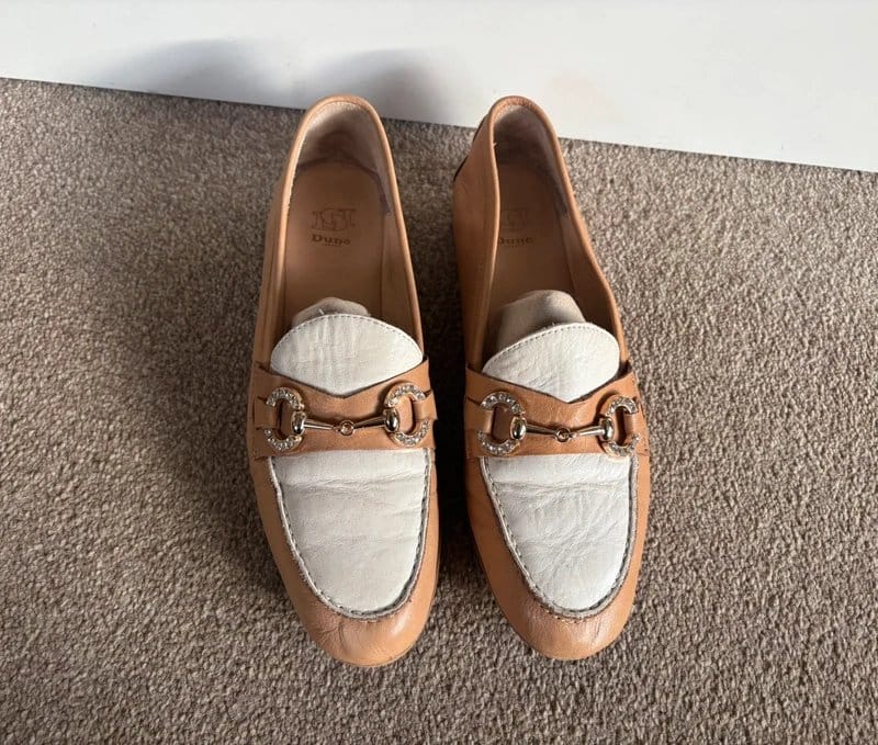 Dune London Dune London Gemstone two-tone tan cream soft leather loafers - size 5 - 1
