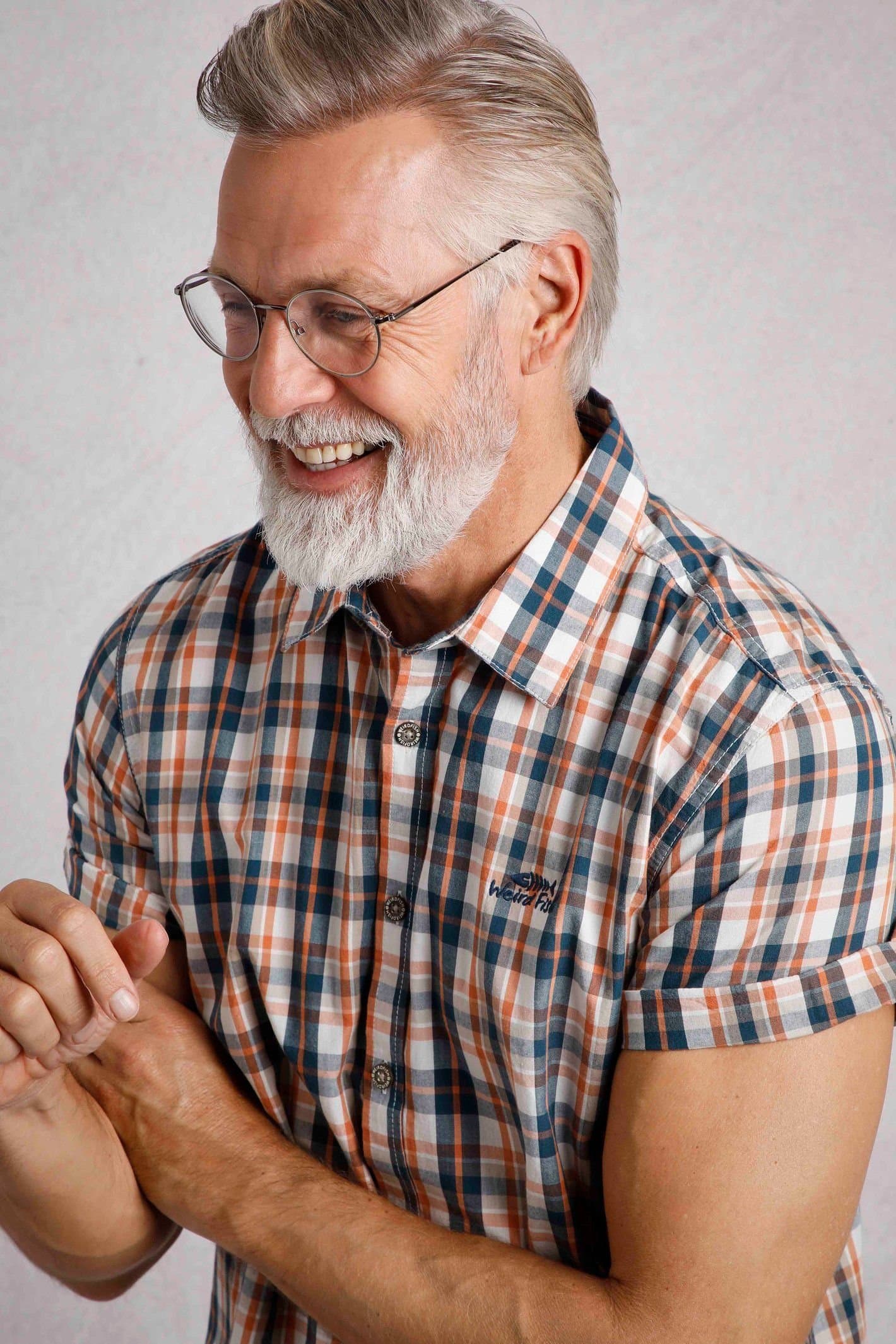 Weird Fish Weird Fish Men's Judd Short Sleeve Check Shirt in Pale Orange
