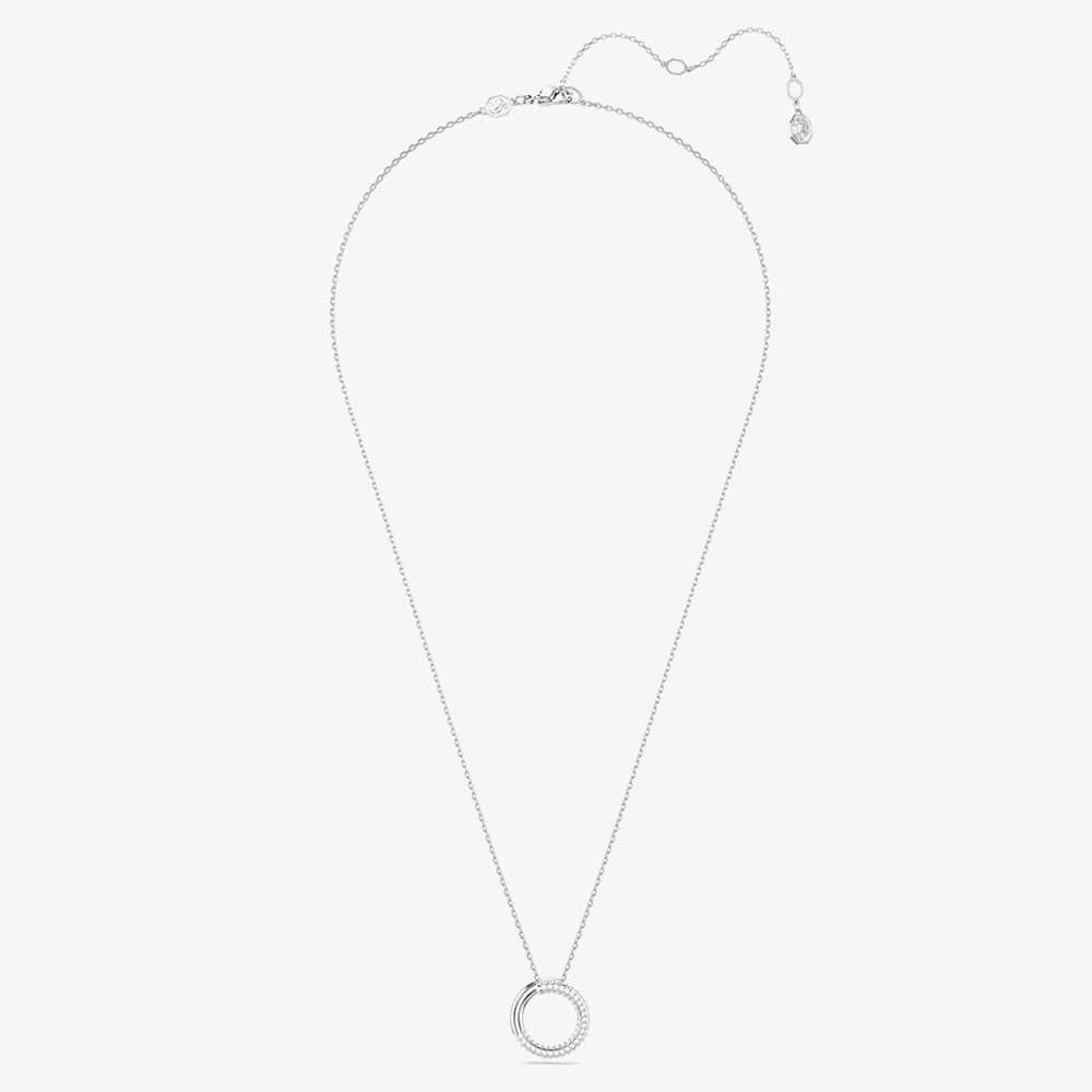 Swarovski Swarovski Women's Dextera Rhodium Plated White Pave Circle Necklace 5692737 in Silver - 2