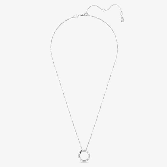 Swarovski Swarovski Women's Dextera Rhodium Plated White Pave Circle Necklace 5692737 in Silver - 2