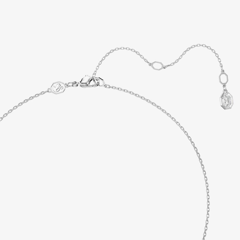 Swarovski Swarovski Women's Dextera Rhodium Plated White Pave Circle Necklace 5692737 in Silver - 3
