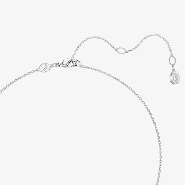 Swarovski Swarovski Women's Dextera Rhodium Plated White Pave Circle Necklace 5692737 in Silver - 3