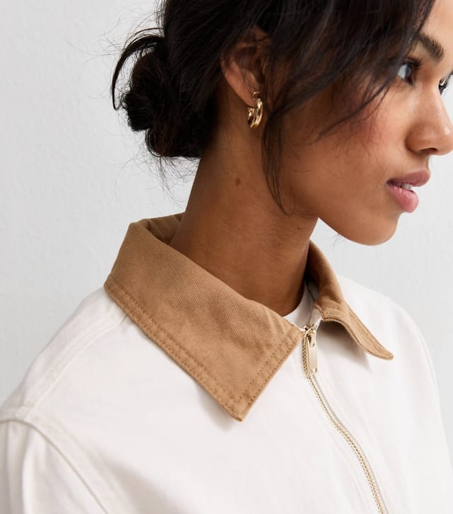 New Look Women's Off White Contrast Collar Barn Jacket New Look - 2