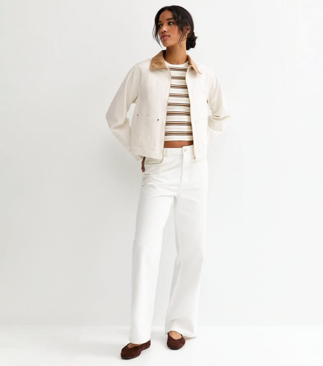 New Look Women's Off White Contrast Collar Barn Jacket New Look - 3