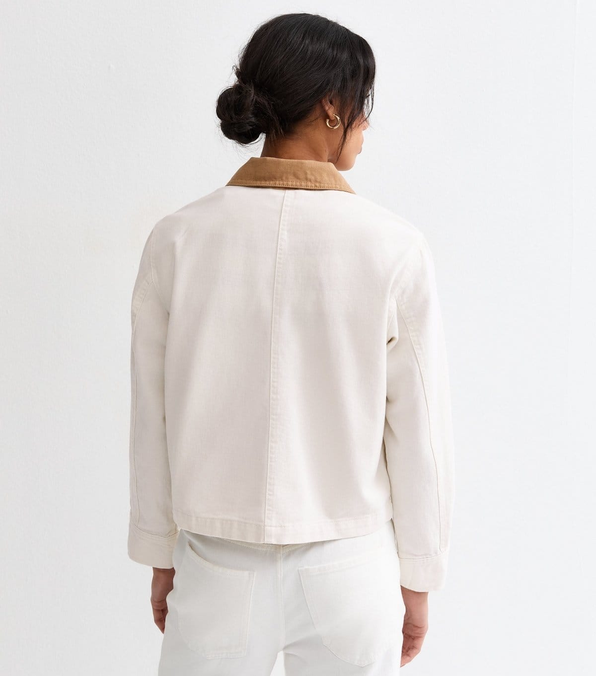 New Look Women's Off White Contrast Collar Barn Jacket New Look - 4