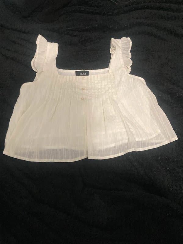 Cider Cider Square Neck Ruffle Hem Crop Top