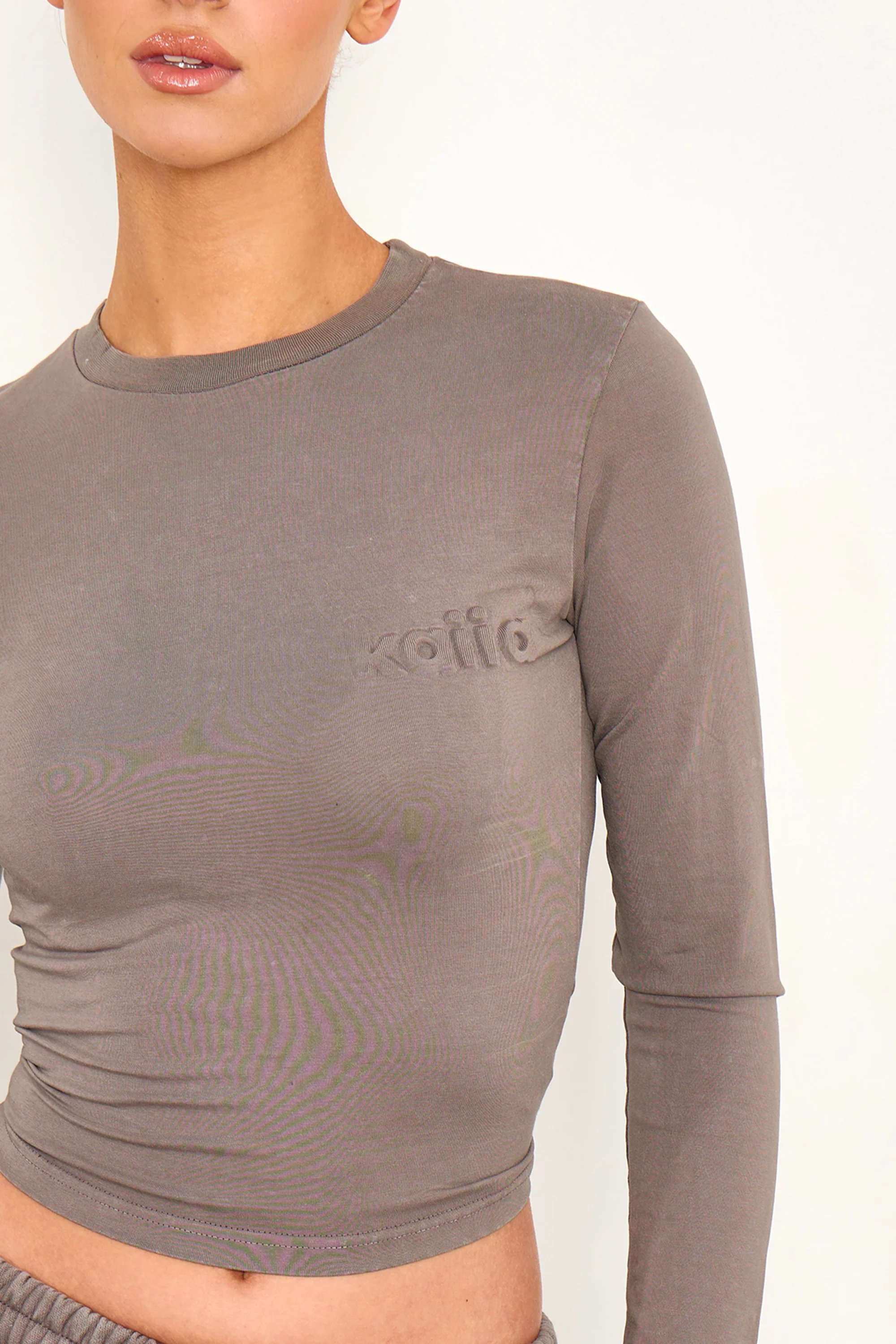 Kaiia Kaiia Embossed Long Sleeve Baby Washed Storm Grey - 2