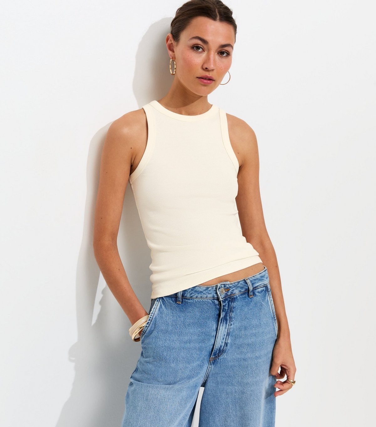 New Look Women's Cream Racer Back Vest Top New Look - 2