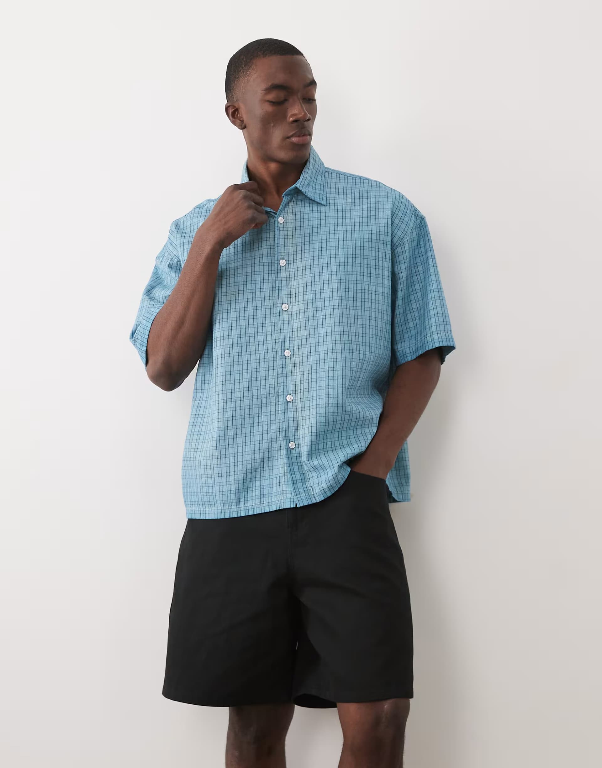ASOS Jack & Jones overdye check shirt in grey