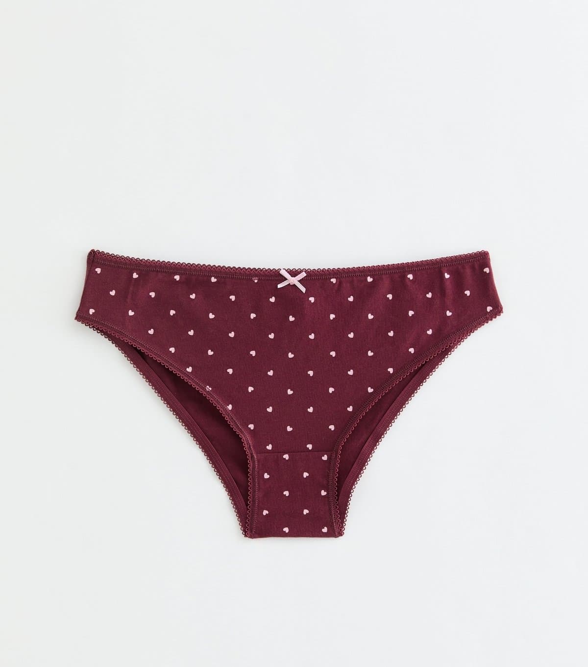 New Look Girls' Dark Burgundy Cotton Rich Heart Print Briefs New Look