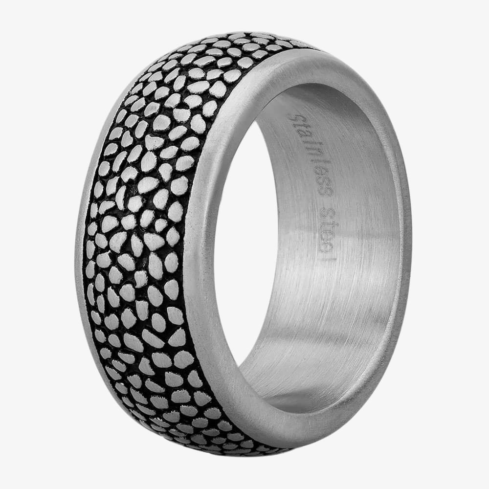 Bourne and Wilde Bourne and Wilde Men's Oxidised D-Shape Reptile Ring OSR-6121S 64 in Silver - 3