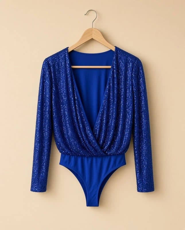ASOS Bnwot ASOS design cobalt blue sequin embellished thong body bodysuit top size 8