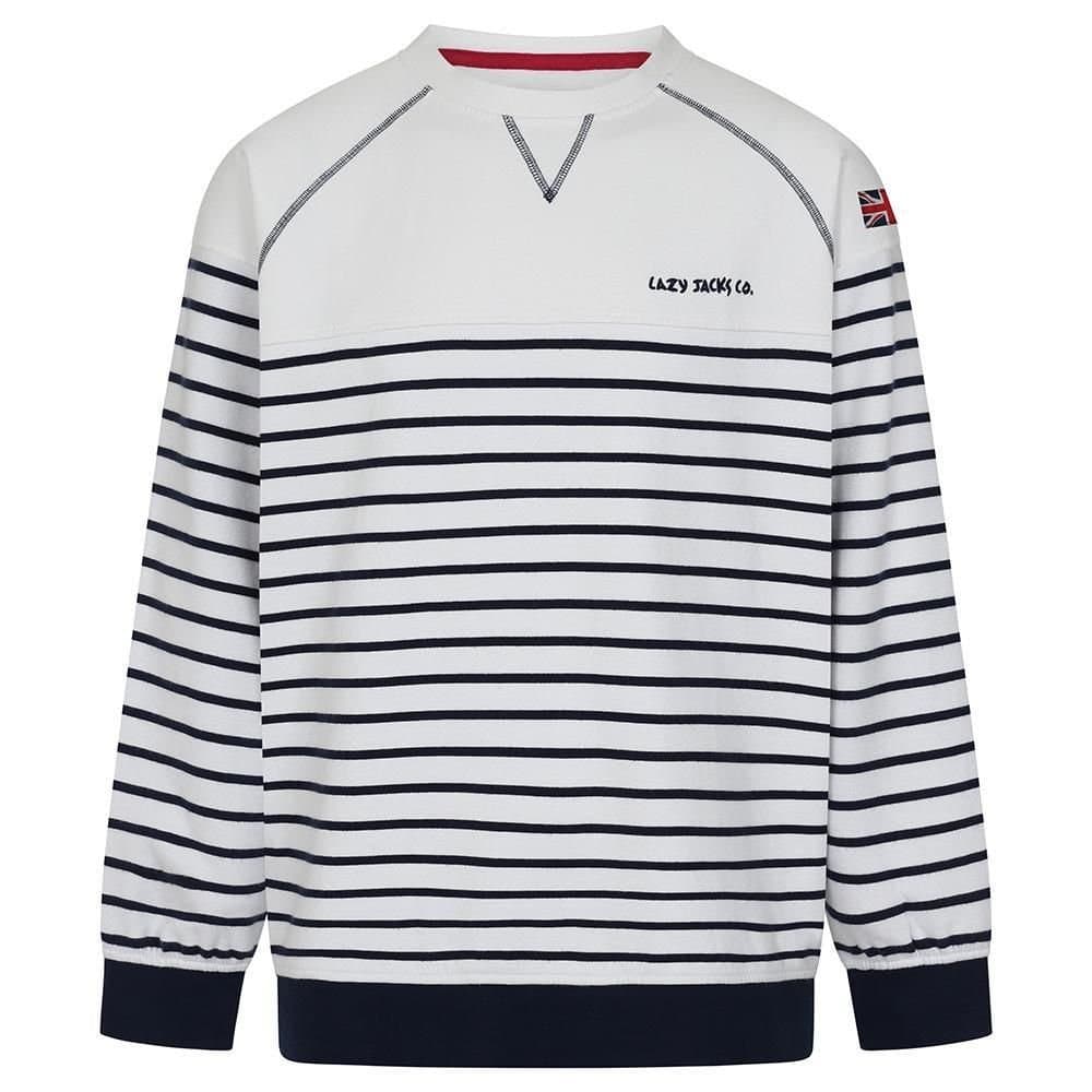Lazy Jacks Lazy Jacks Women's Striped Sweatshirt in White