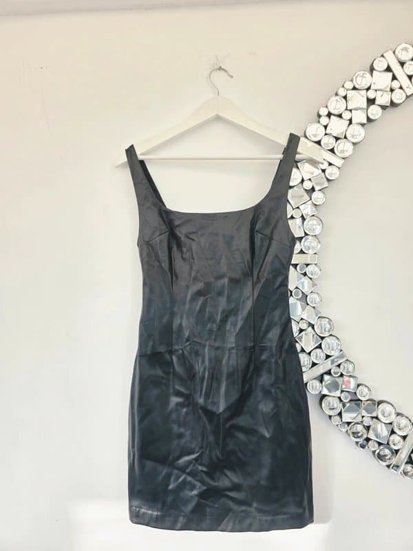 Bershka Bershka Black Faux Leather Mini Dress - Size S