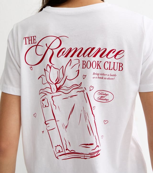 New Look Women's White Romance Book Club Print T-Shirt New Look - 3