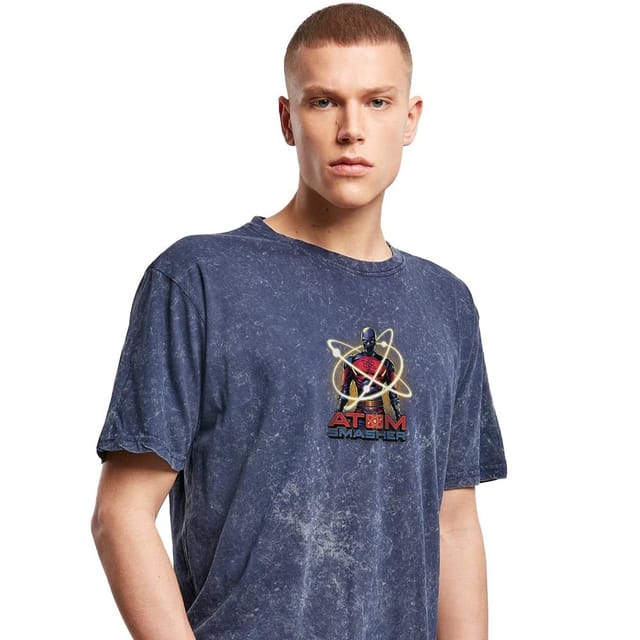 Black Adam Black Adam Men's Atom Smasher Acid Wash T-Shirt in Navy - 3