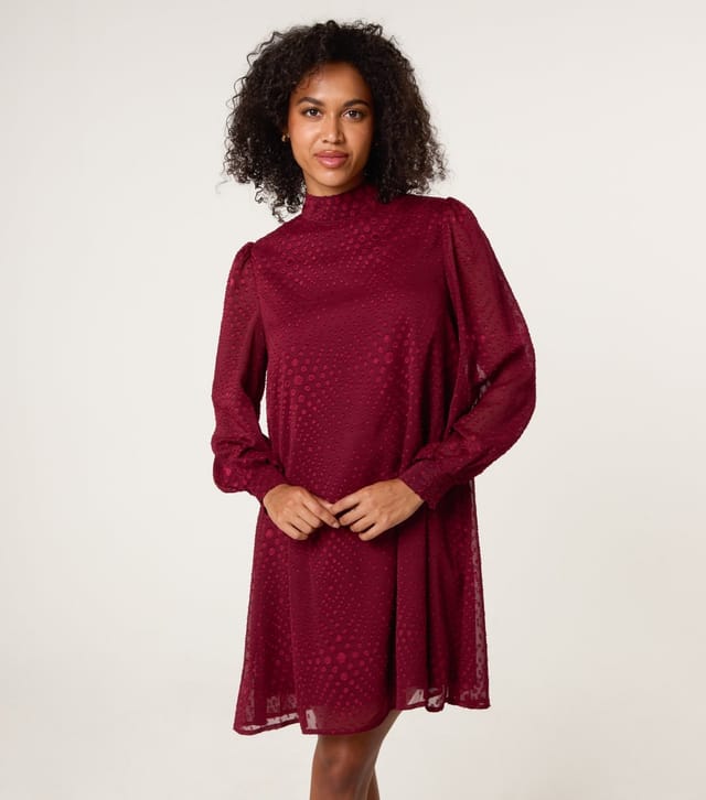 Blue Vanilla Women's Light Burgundy Patterned Long Sleeve Mini Dress Blue Vanilla New Look - 2