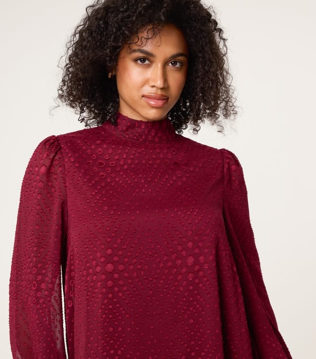 Blue Vanilla Women's Light Burgundy Patterned Long Sleeve Mini Dress Blue Vanilla New Look - 3