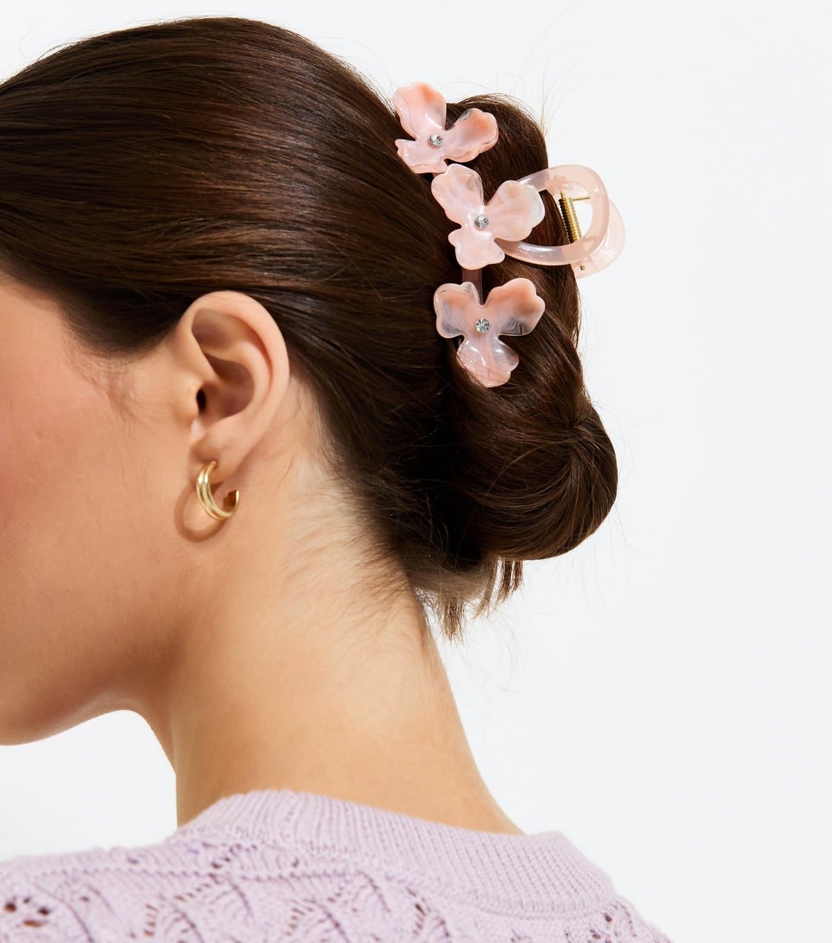 New Look Pink Triple Flower Diamanté Stud Hair Clip New Look