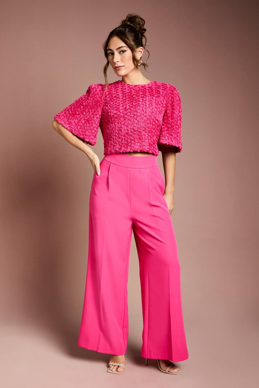 Coast Coast Women's Wide Leg Crepe Trouser in Hot Pink - 2