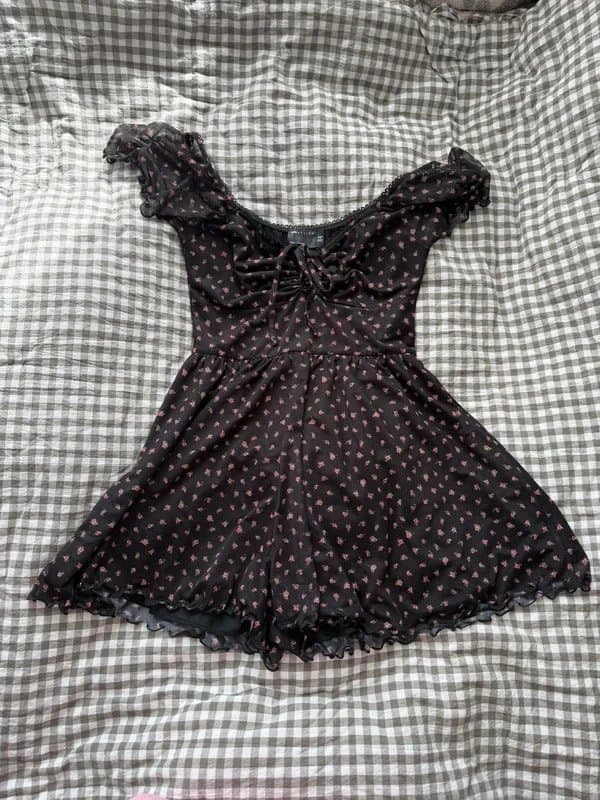 ASOS Design ASOS design ditsy floral mesh picot trim playsuit size 12 women’s