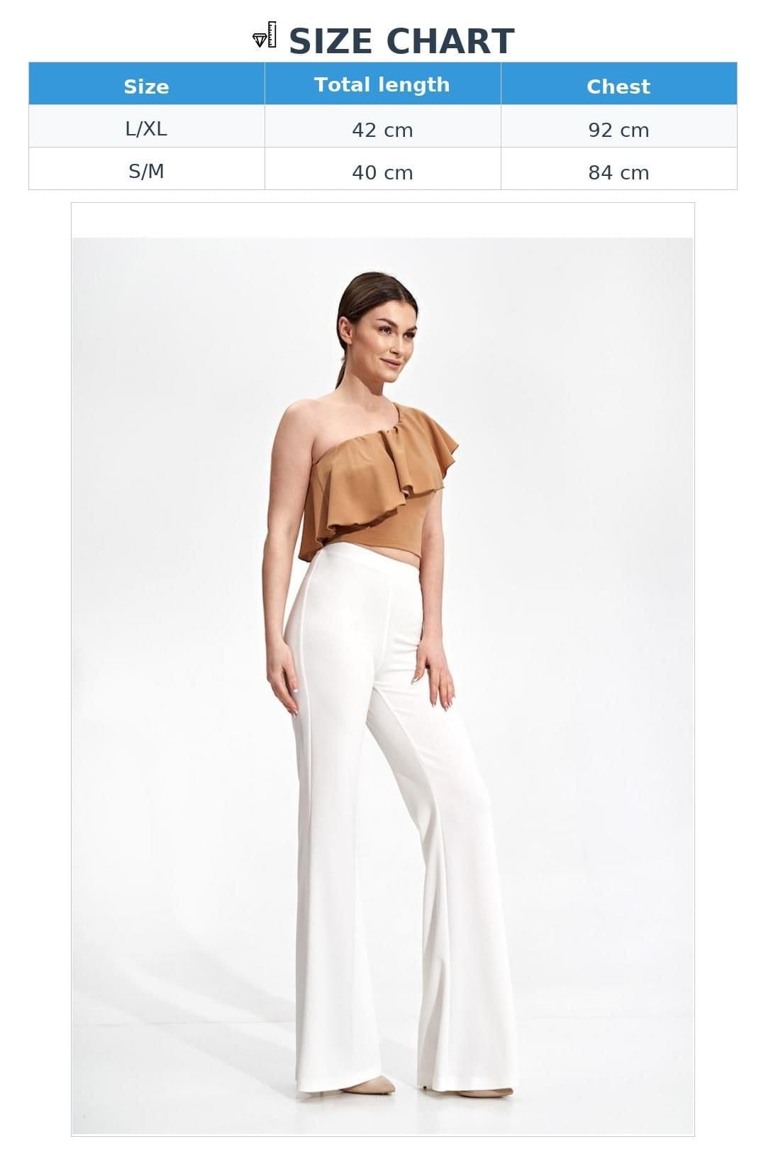 Love Lace Love Lace Women's One Shoulder Ruffle Crop Top Blouse Style 167242 in Tan - 4
