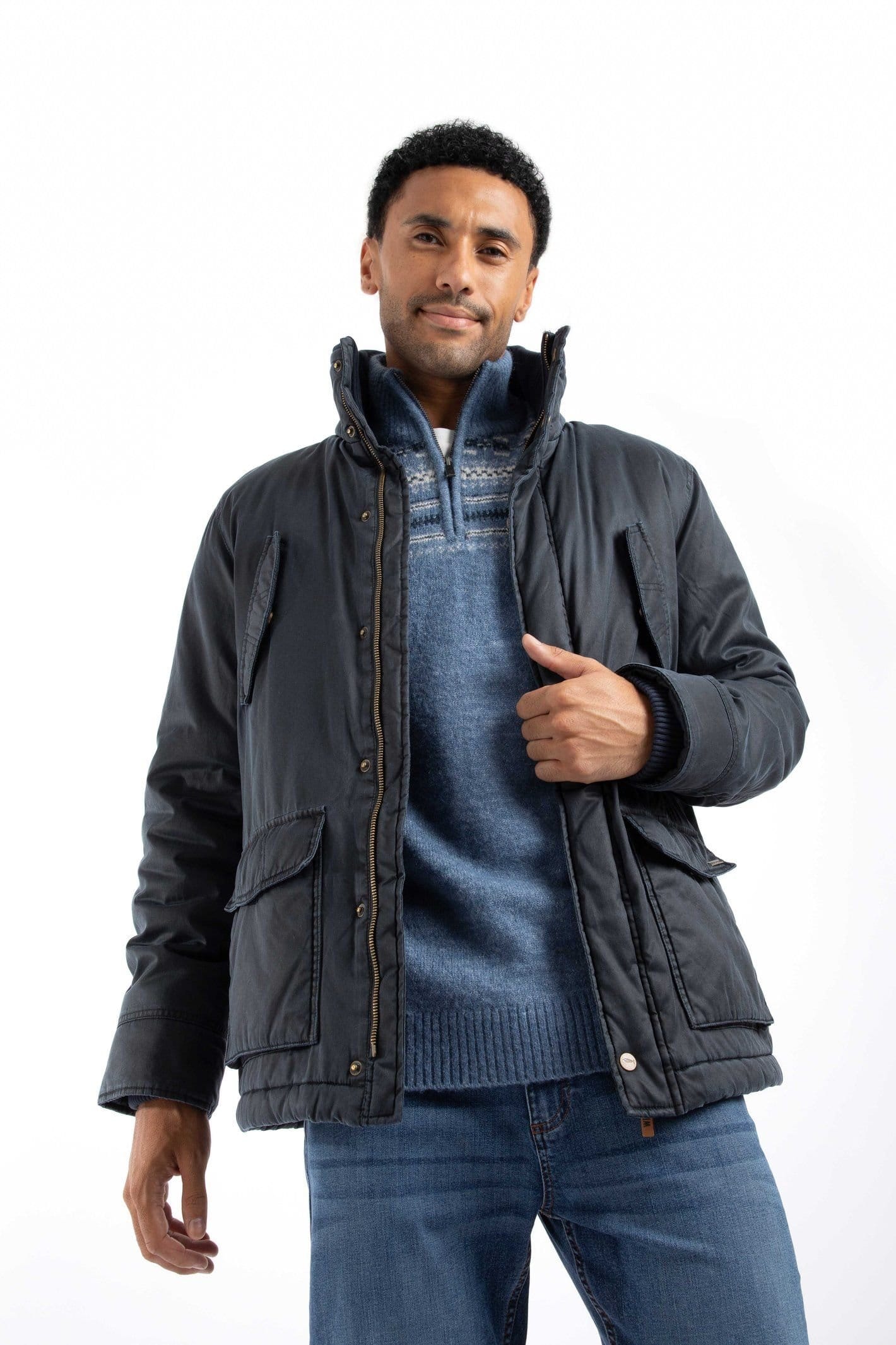 Weird Fish Weird Fish Men's Thunderchief Wadded Field Jacket in Navy - 4