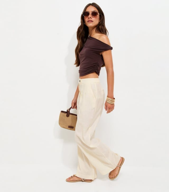 New Look Women's Petite White Linen Rich Tailored Trousers New Look - 2
