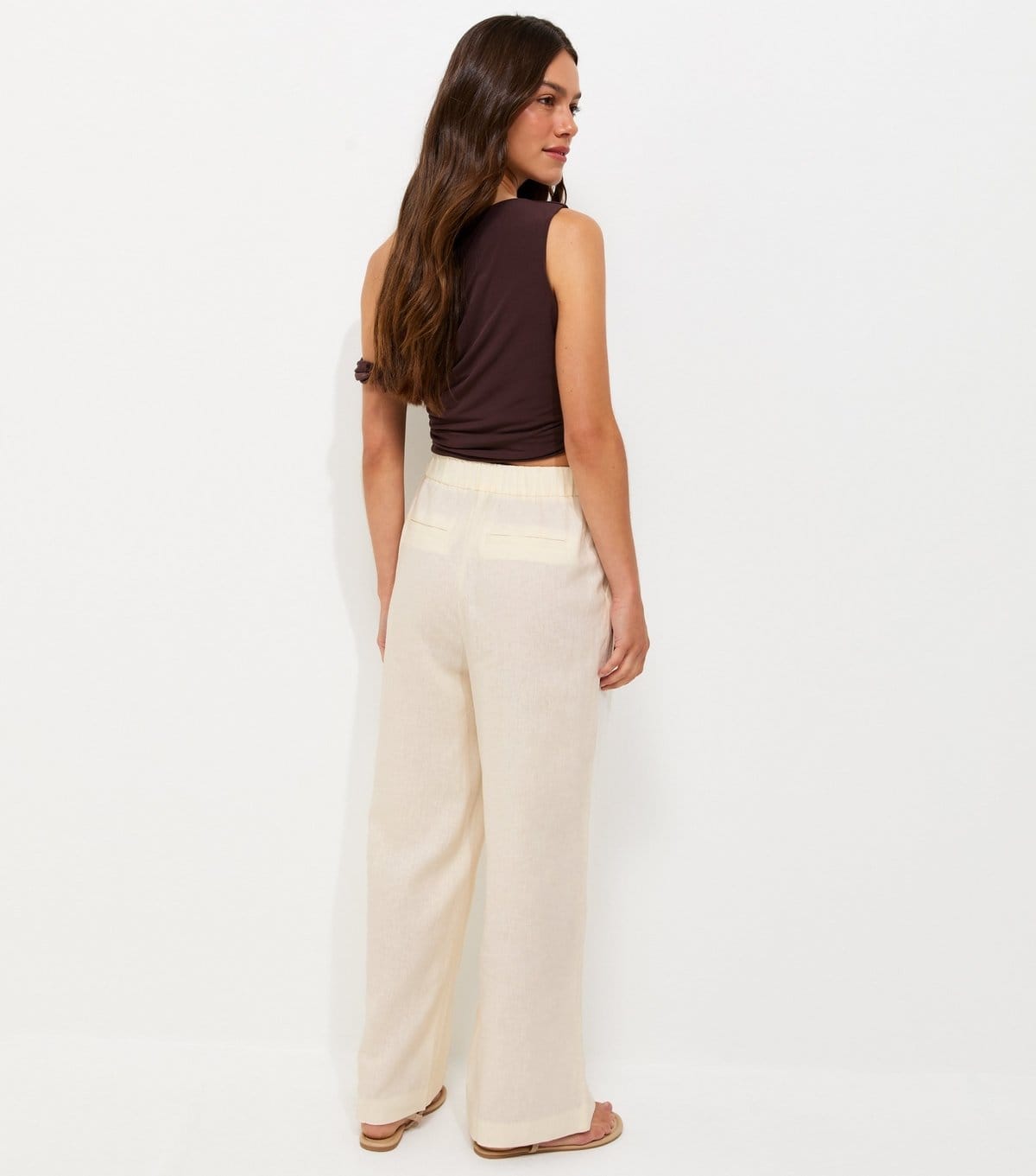 New Look Women's Petite White Linen Rich Tailored Trousers New Look - 4