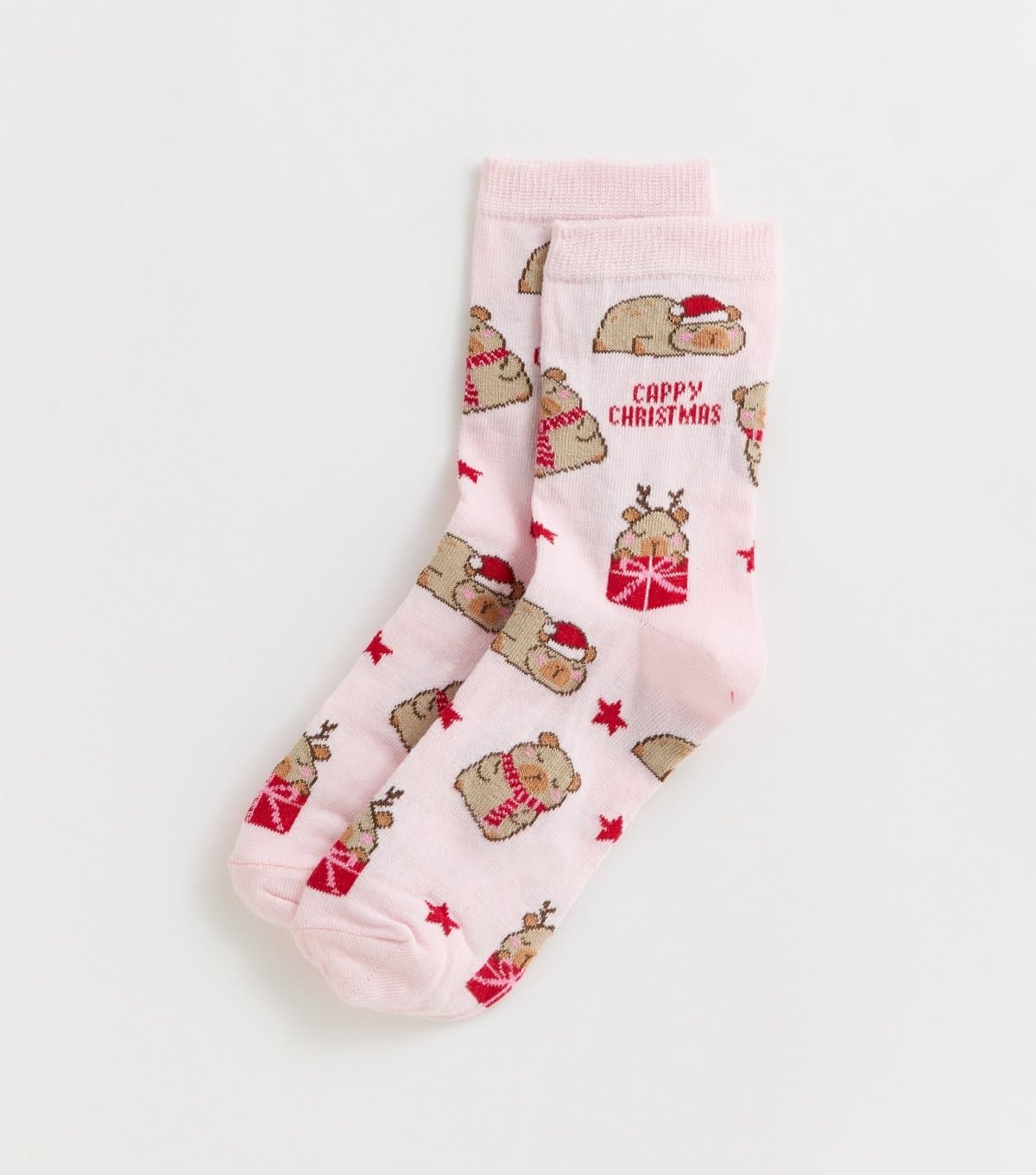 New Look Pink Christmas Capybara Christmas Pattern Socks New Look