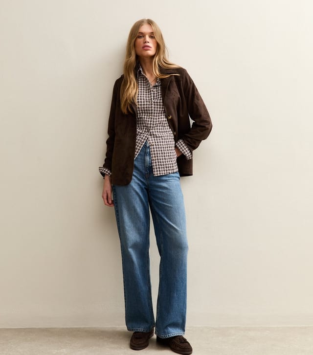 New Look Women's Brown Textured Checked Oversized Shirt New Look - 3